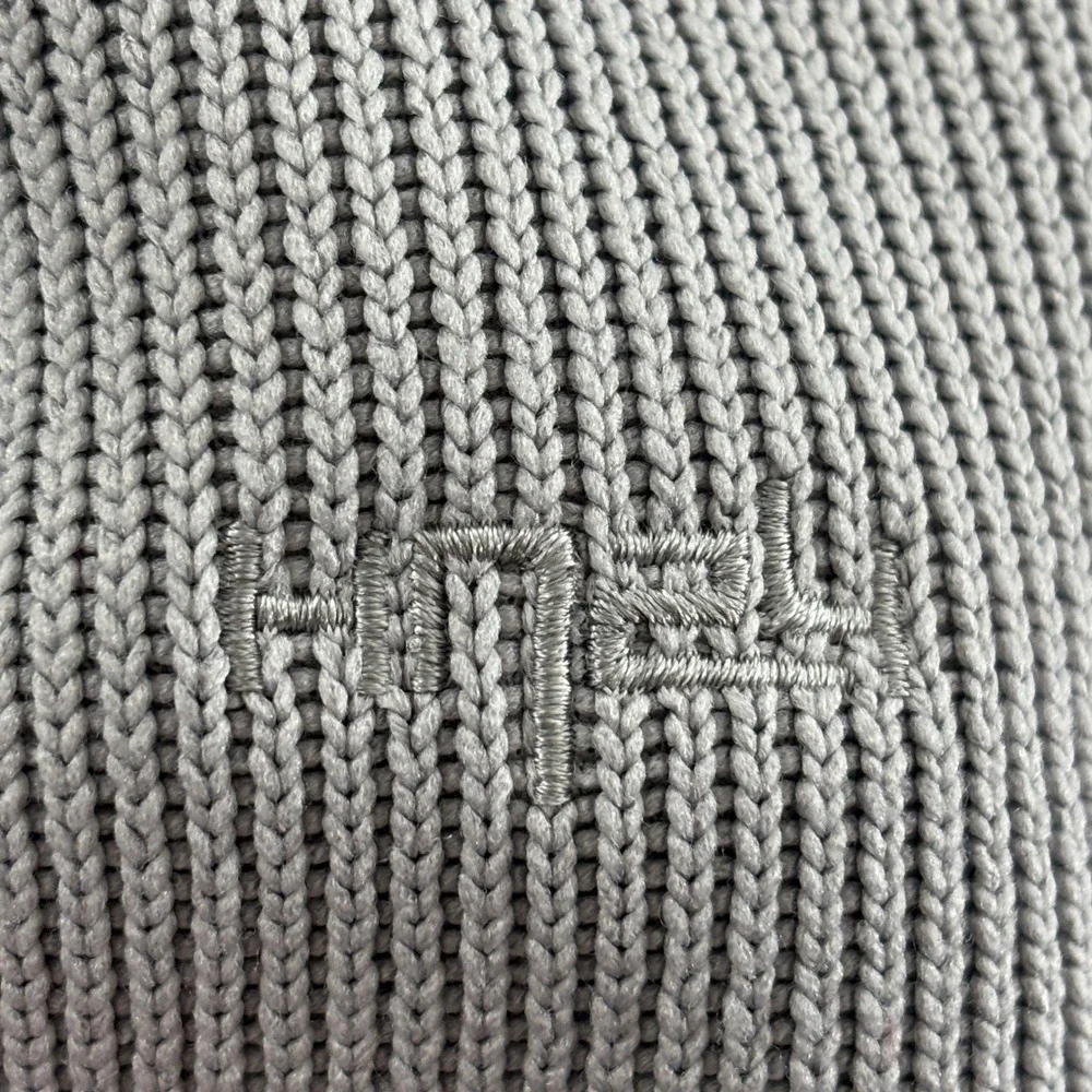 The North Face Ribbed Knit Fleece Jacket Mens M Light Gray Full Zip Pockets